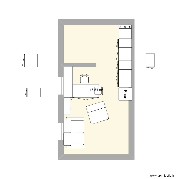 premier. Plan de 1 pièce et 18 m2