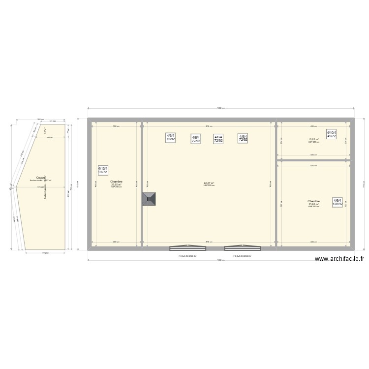  ML24018041  LARROQUE. Plan de 4 pièces et 121 m2