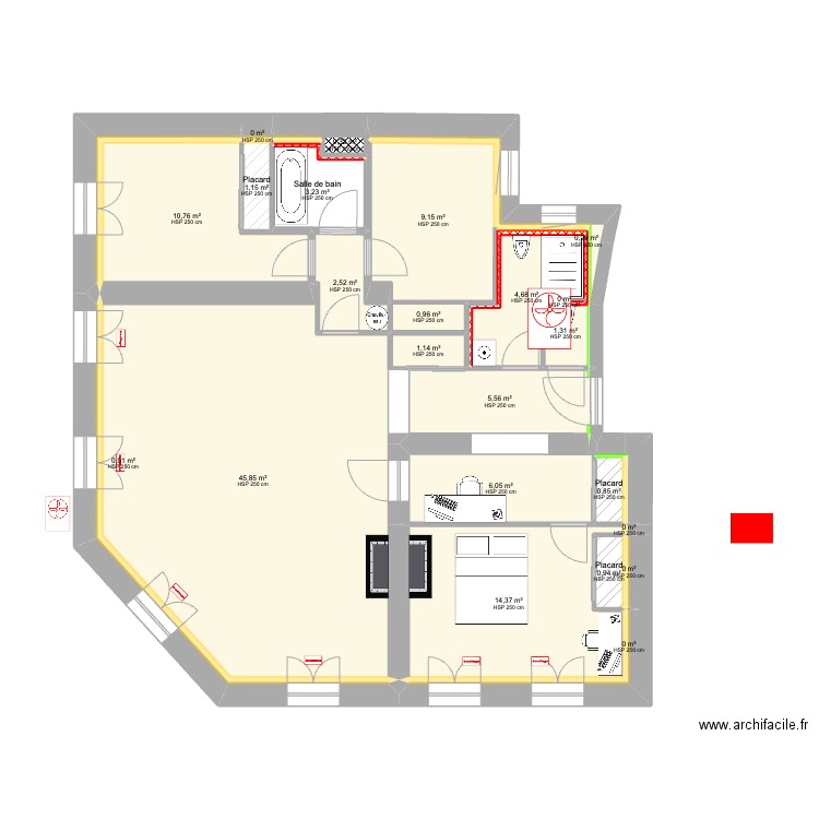 9 tardy. Plan de 8 pièces et 119 m2