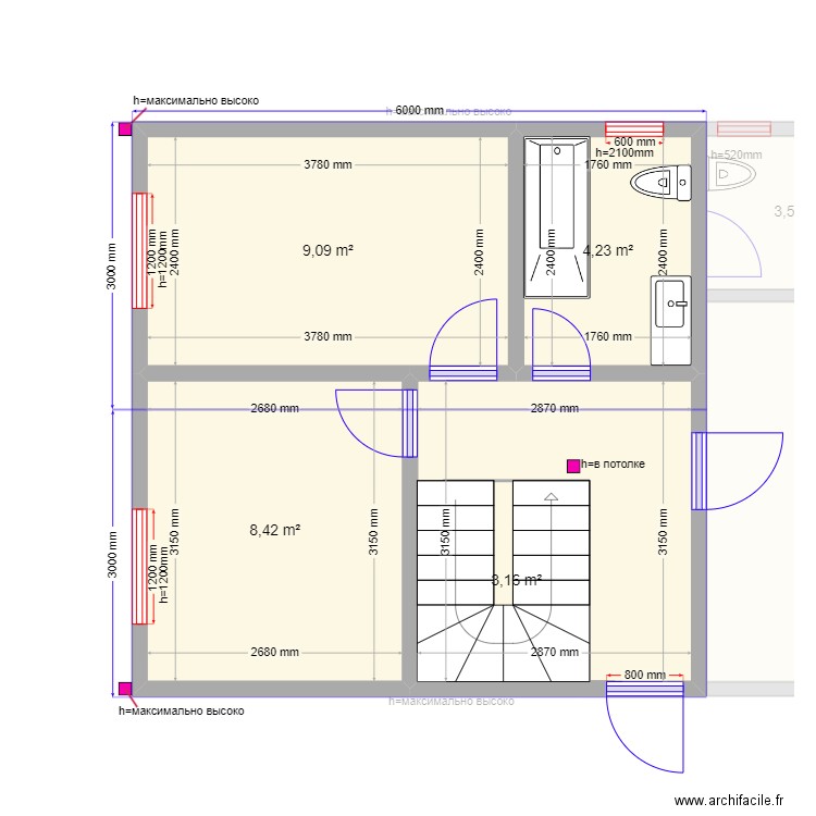 ЕБ 4 слбтчк. Plan de 11 pièces et 97 m2