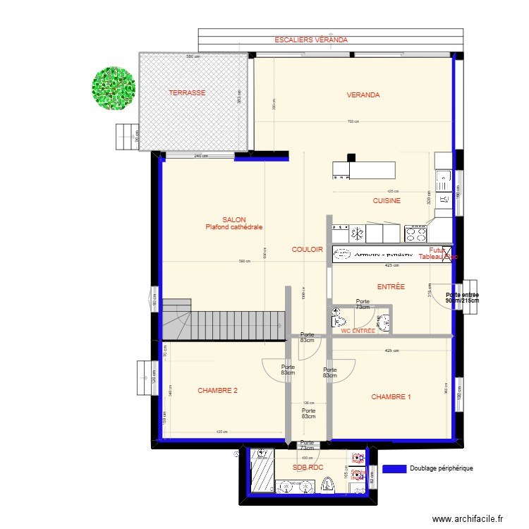 Plan PDC alarme. Plan de 22 pièces et 284 m2