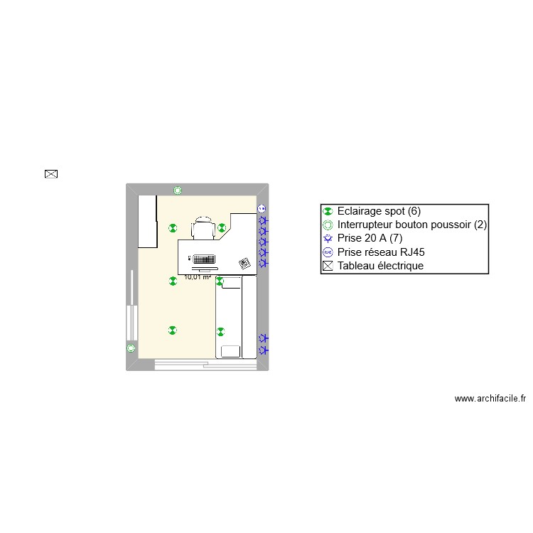 bureau elec . Plan de 1 pièce et 10 m2