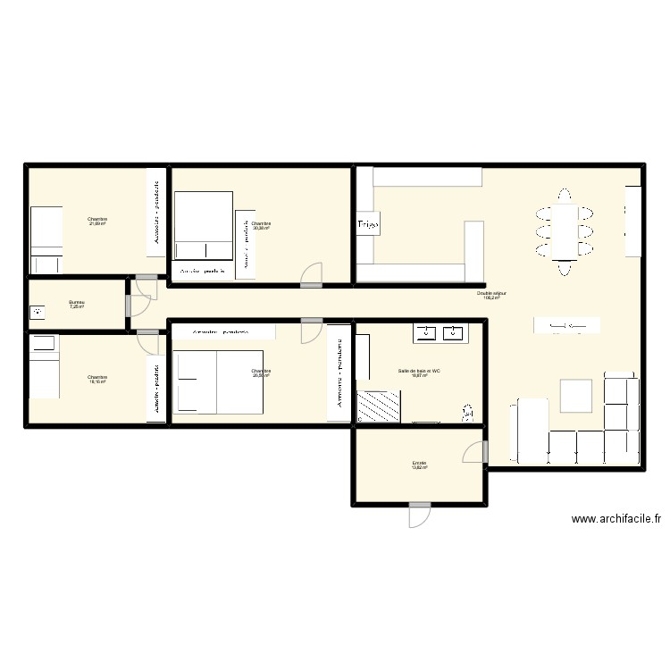 VS House. Plan de 8 pièces et 243 m2