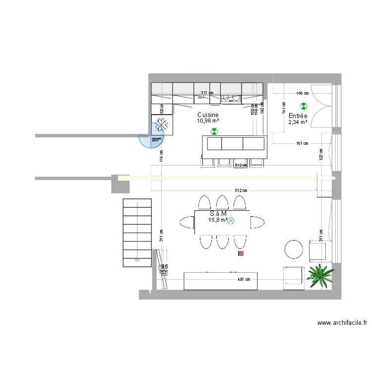 CUISINE 1bis. Plan de 3 pièces et 29 m2