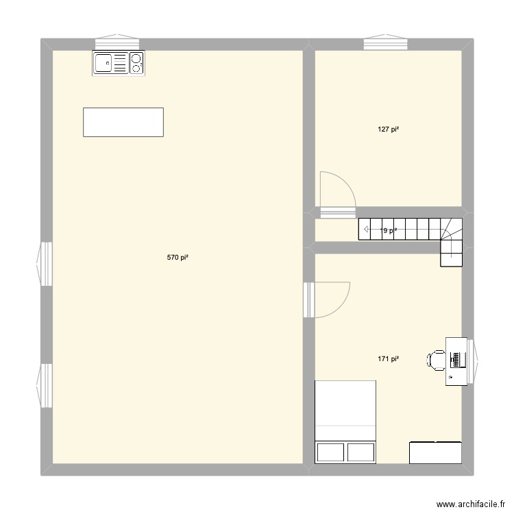 plan. Plan de 4 pièces et 82 m2