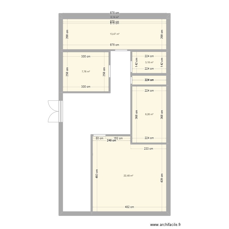 laverie1. Plan de 7 pièces et 57 m2