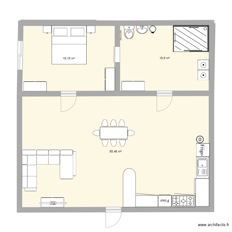 Situation 1. Plan de 3 pièces et 87 m2