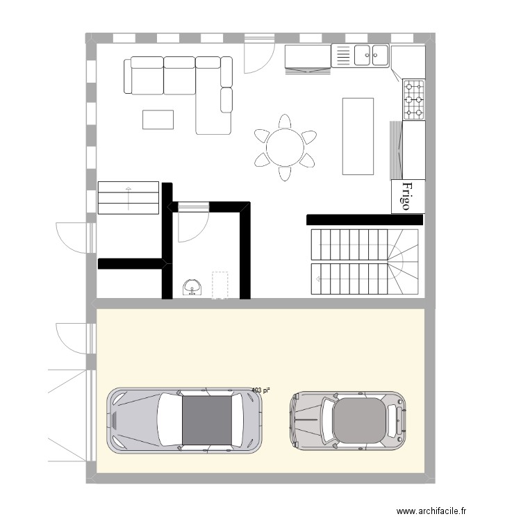 maison. Plan de 1 pièce et 37 m2