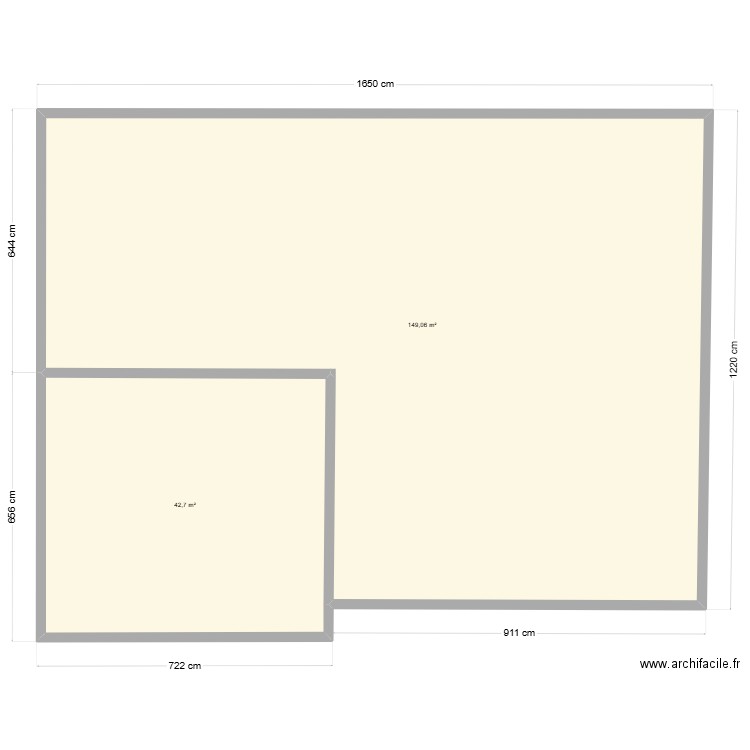 Plein pied. Plan de 2 pièces et 192 m2