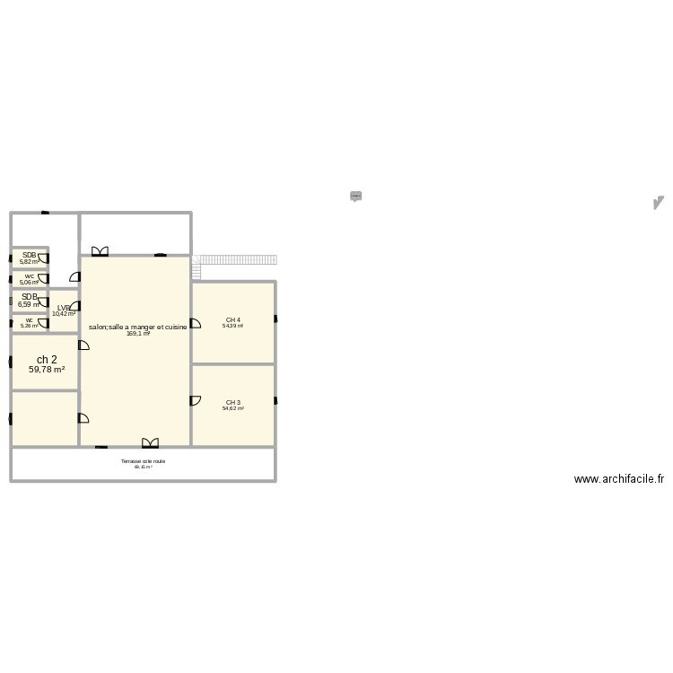 etage . Plan de 12 pièces et 440 m2