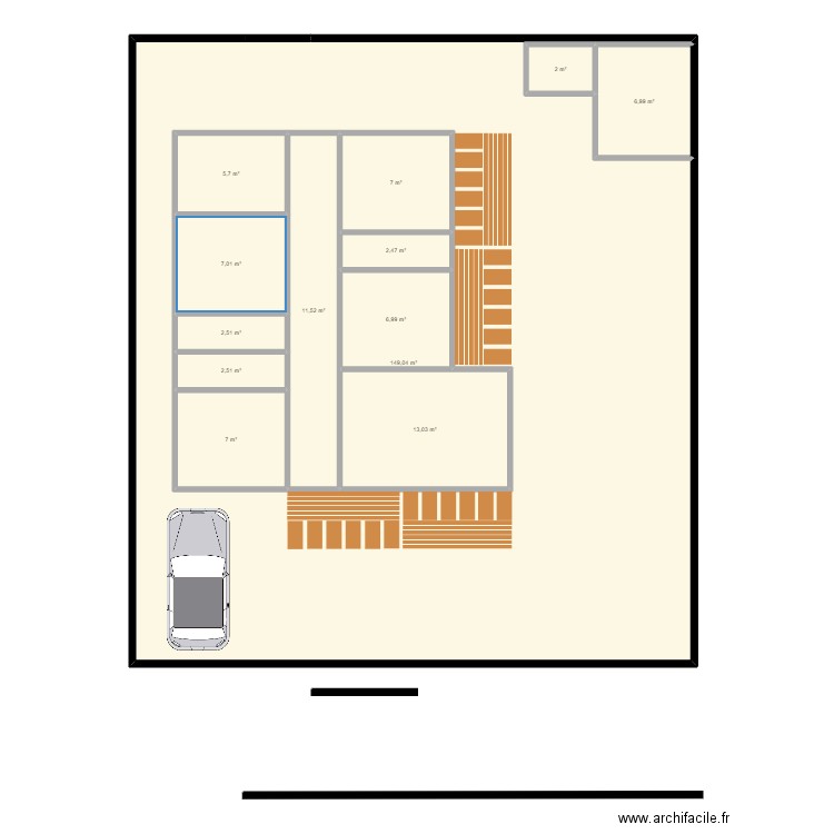 Mali 3. Plan de 13 pièces et 297 m2