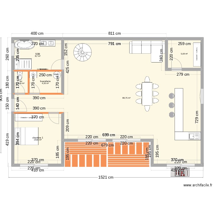 projet  kayes. Plan de 6 pièces et 124 m2