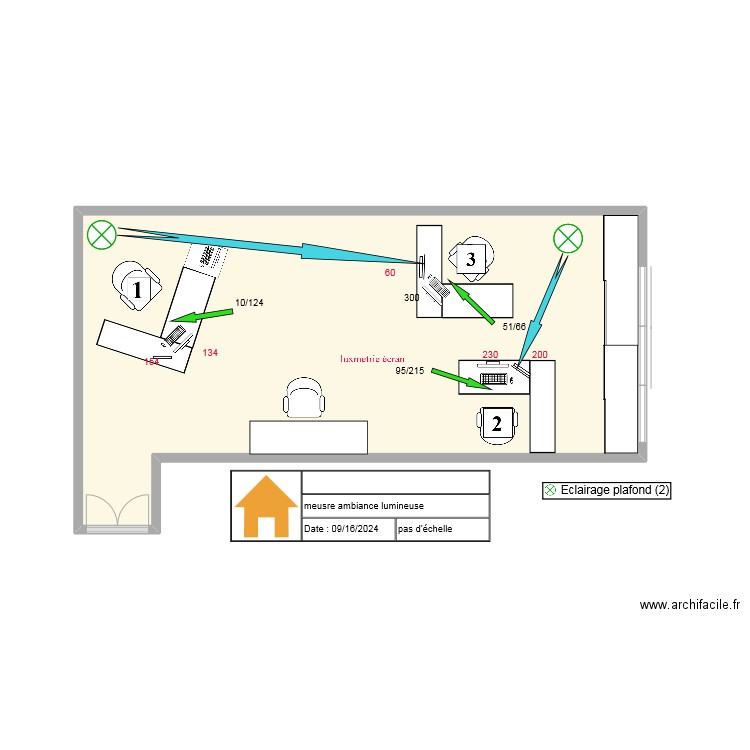 bureau graphistes. Plan de 1 pièce et 23 m2