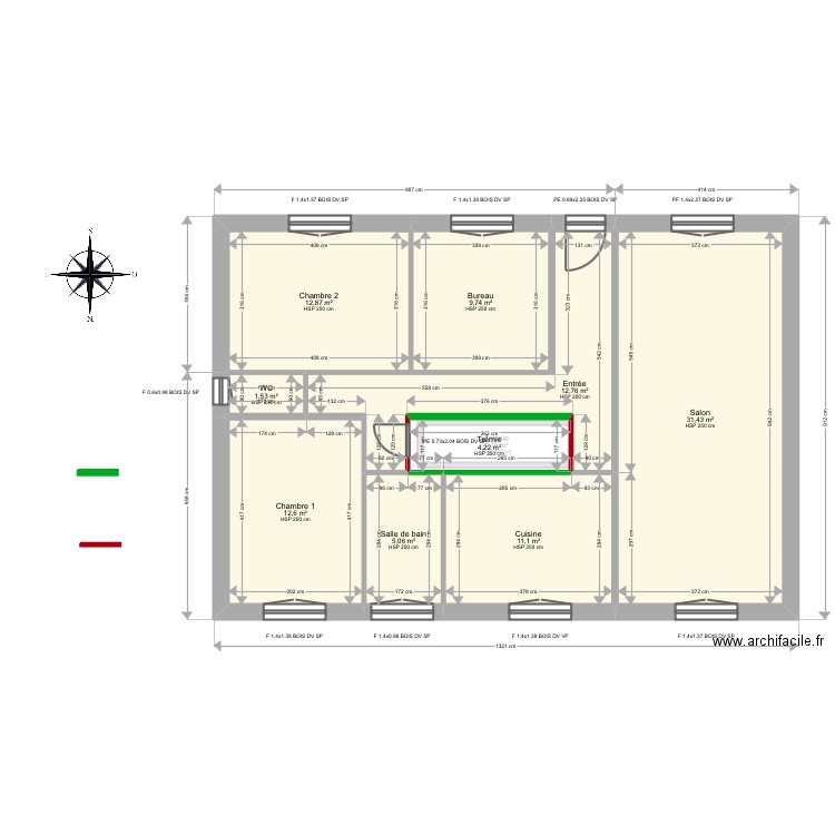 ML25000215. Plan de 12 pièces et 208 m2