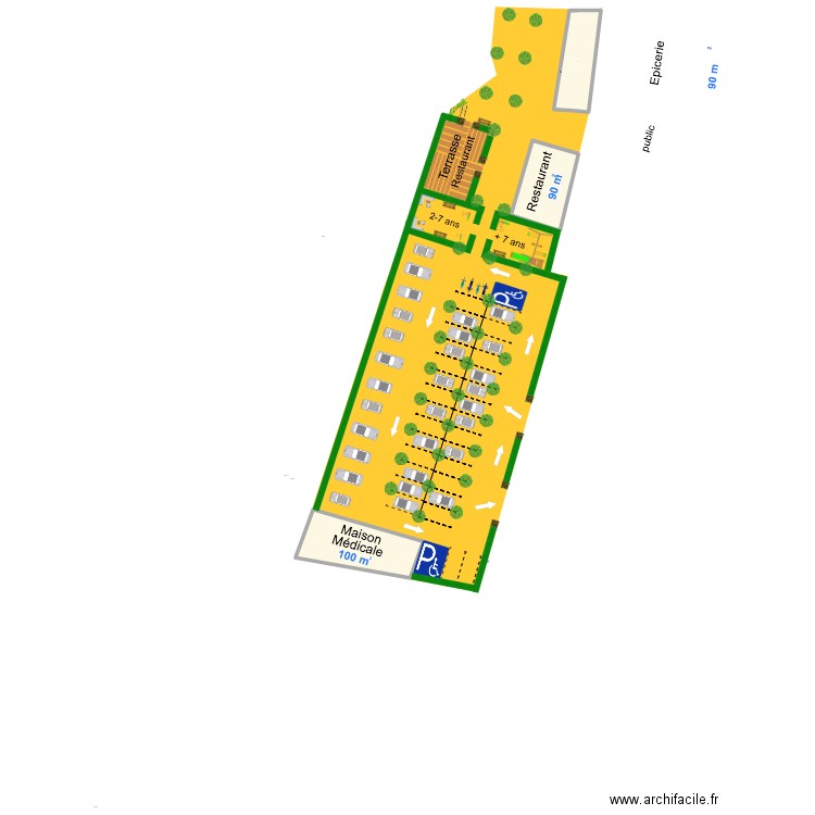 jardin 44444. Plan de 3 pièces et 252 m2