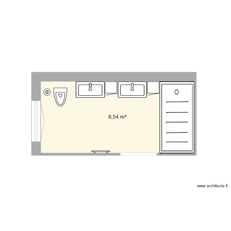 PLAN SDB PARENTALE. Plan de 1 pièce et 9 m2