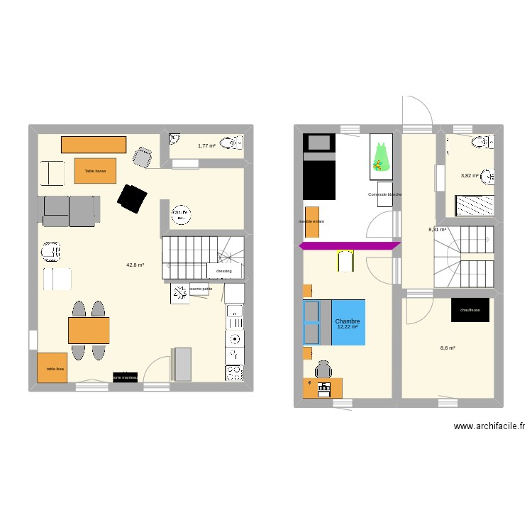 maison st amant. Plan de 6 pièces et 78 m2