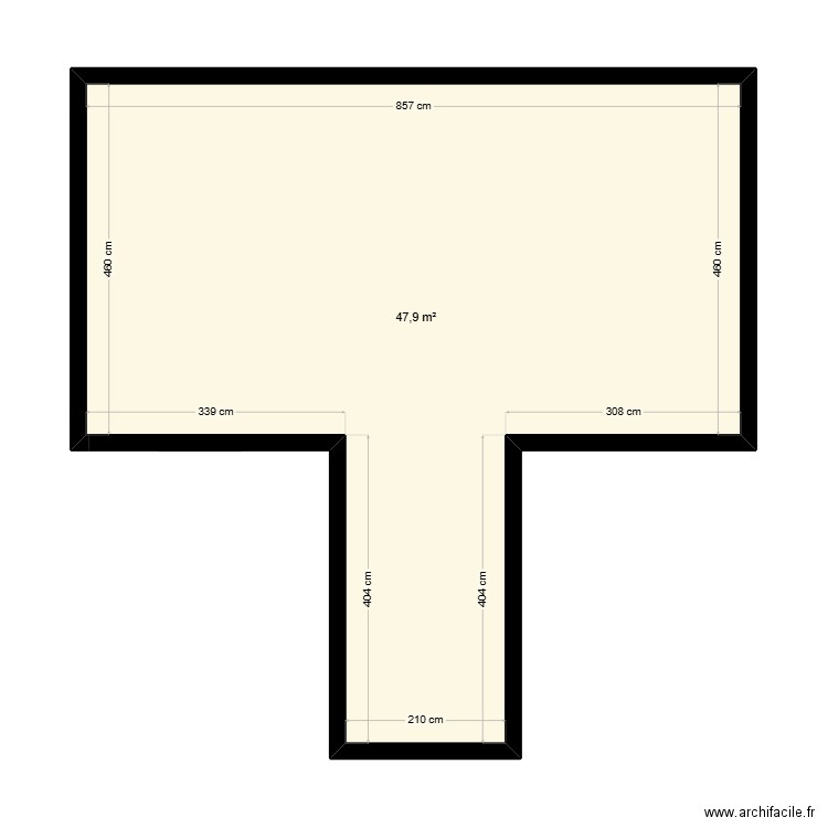 extension / agrandissement. Plan de 1 pièce et 48 m2