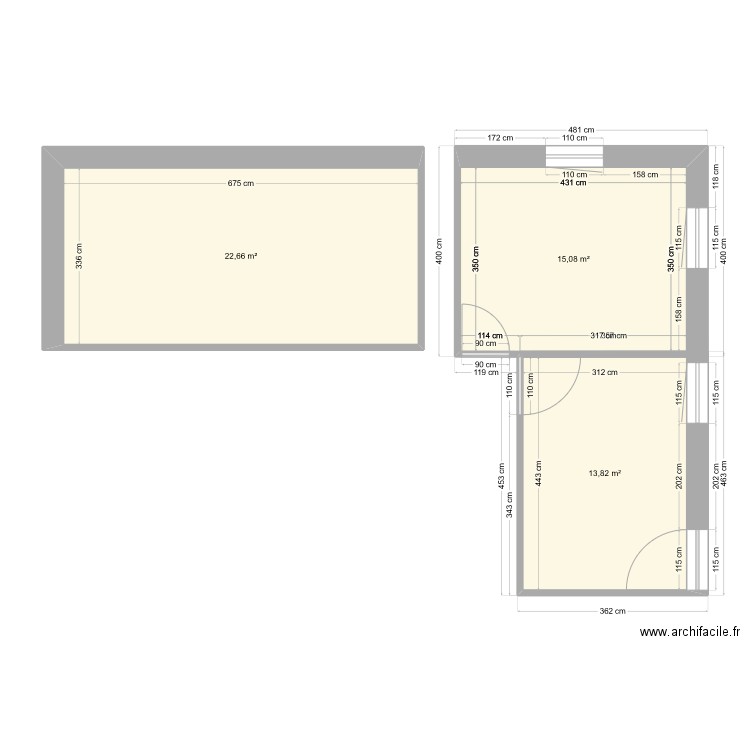 Fabienne Villars le Terroir. Plan de 3 pièces et 52 m2