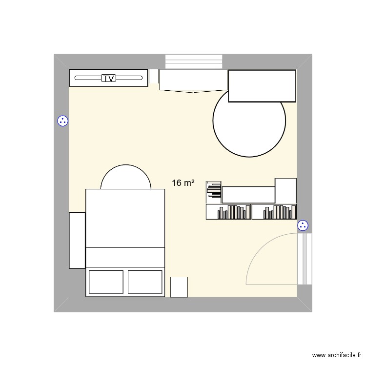 chambre 2. Plan de 1 pièce et 16 m2