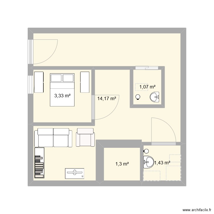 casa frances. Plan de 5 pièces et 21 m2