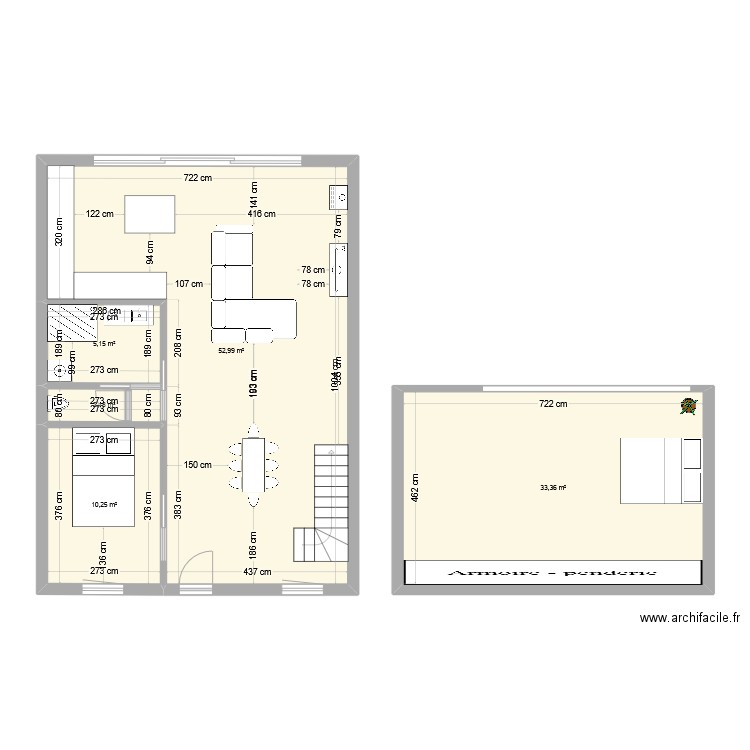 Denfert. Plan de 5 pièces et 104 m2