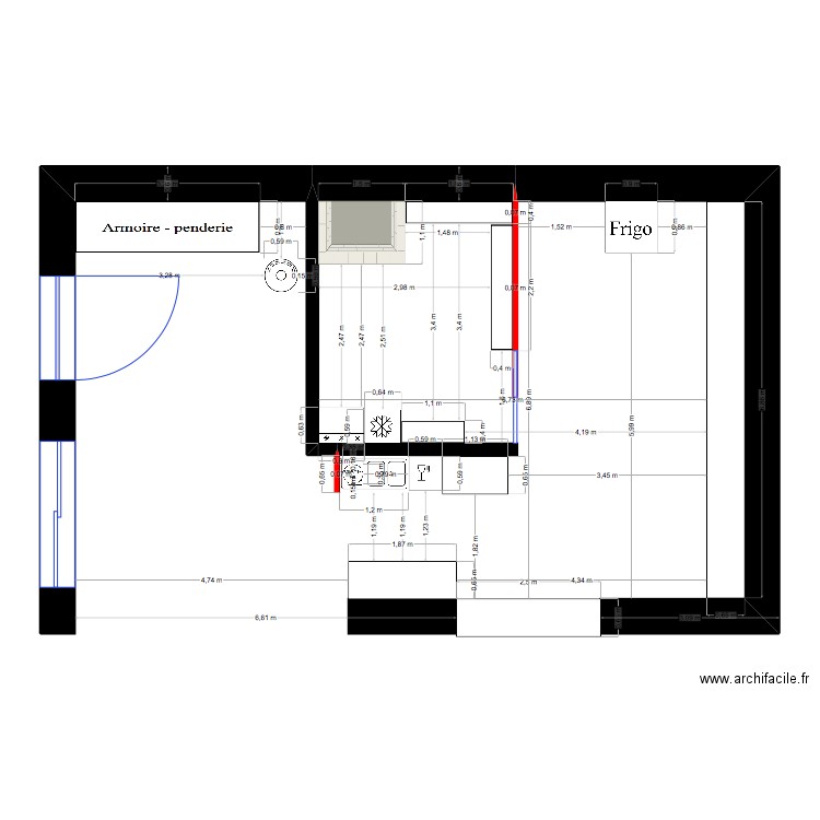 plan cuisine et entree. Plan de 5 pièces et 158 m2