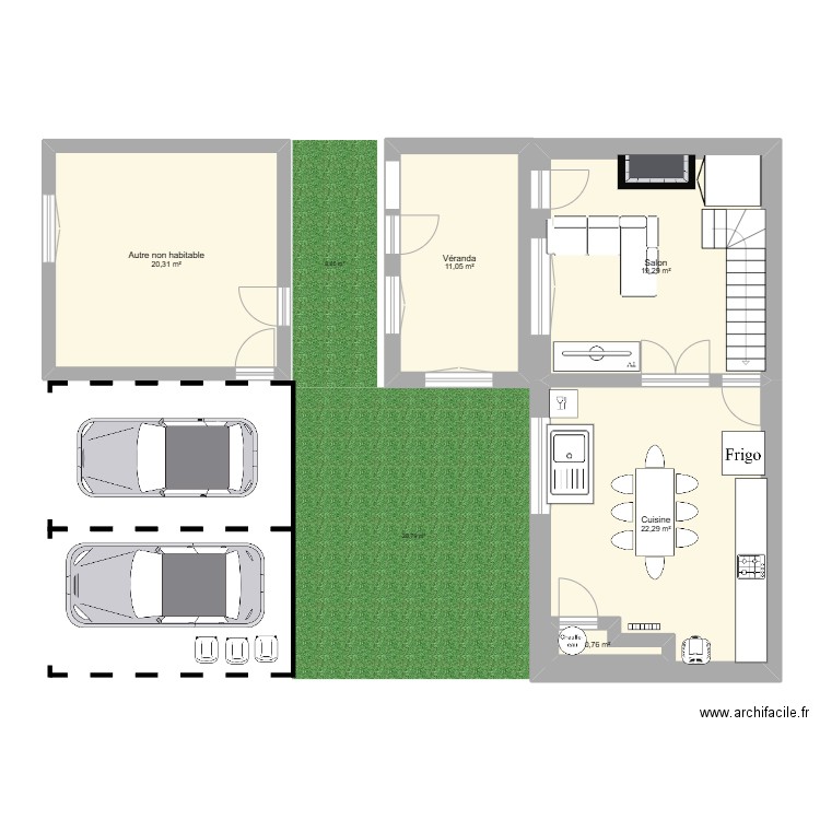 Maison ourton. Plan de 5 pièces et 76 m2