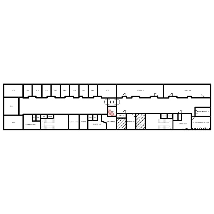 ROSIERS / ELSA 1ER ETAGE APRES TX SYNDICATS. Plan de 42 pièces et 681 m2