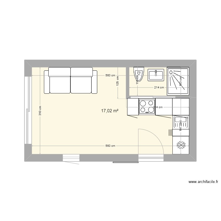 garage version 2. Plan de 1 pièce et 17 m2