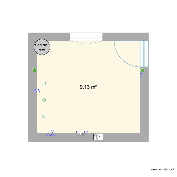 CuisinePABase. Plan de 1 pièce et 9 m2