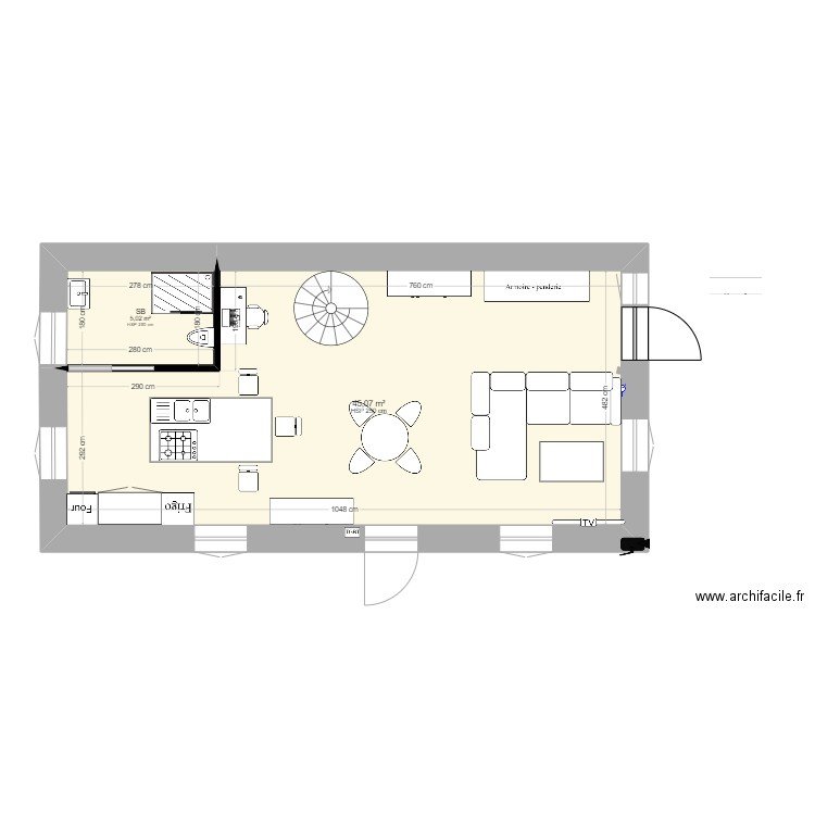 trambly 4. Plan de 2 pièces et 50 m2