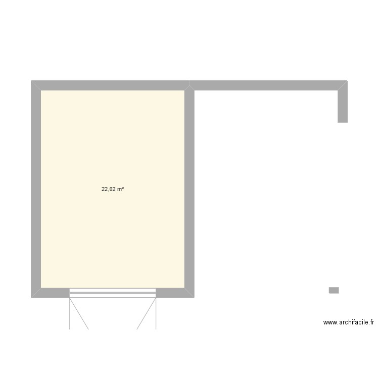 garage. Plan de 1 pièce et 22 m2