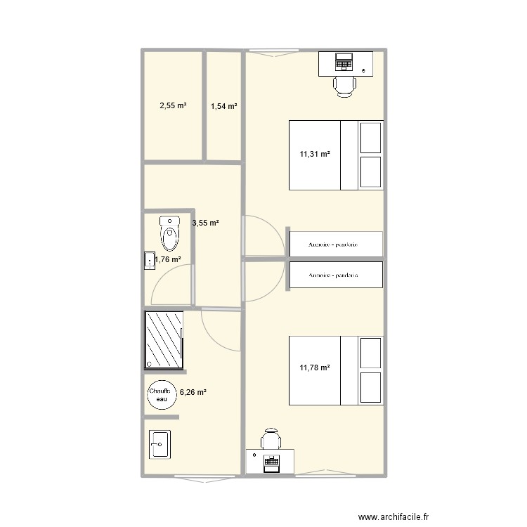 N+1 MONTASTRUC1. Plan de 7 pièces et 39 m2