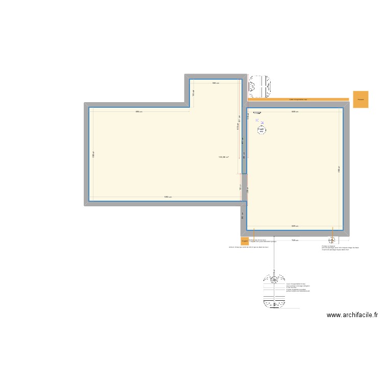 PLAN COTE EXTENSION pour débuter travaux. Plan de 21 pièces et 423 m2