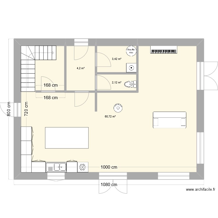 VBARB RDC 1. Plan de 4 pièces et 70 m2