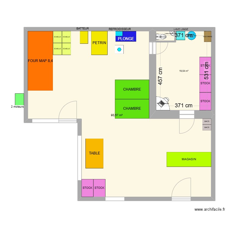 Plomberie. Plan de 2 pièces et 113 m2