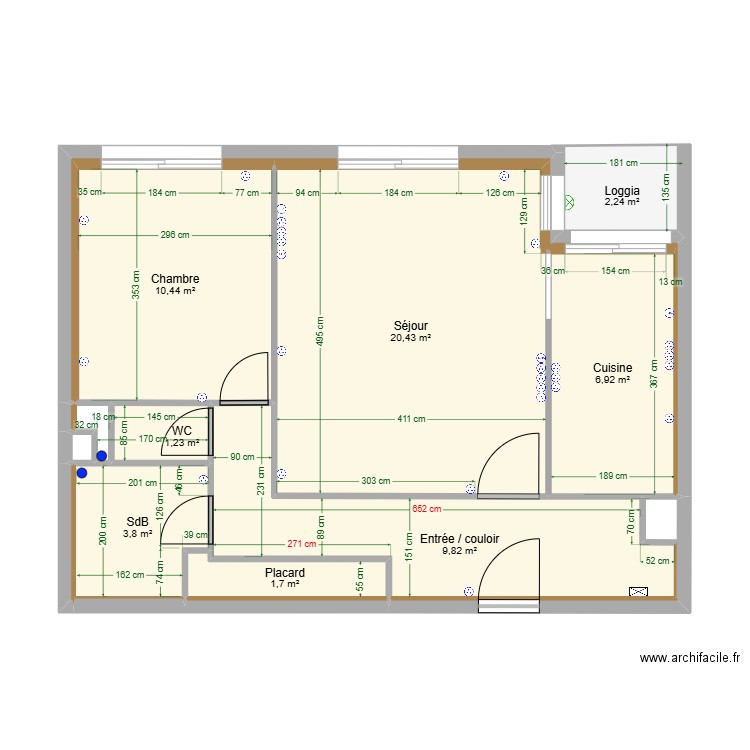 Eden final. Plan de 15 pièces et 57 m2