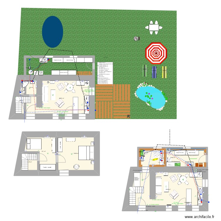 Ercé. Plan de 8 pièces et 125 m2