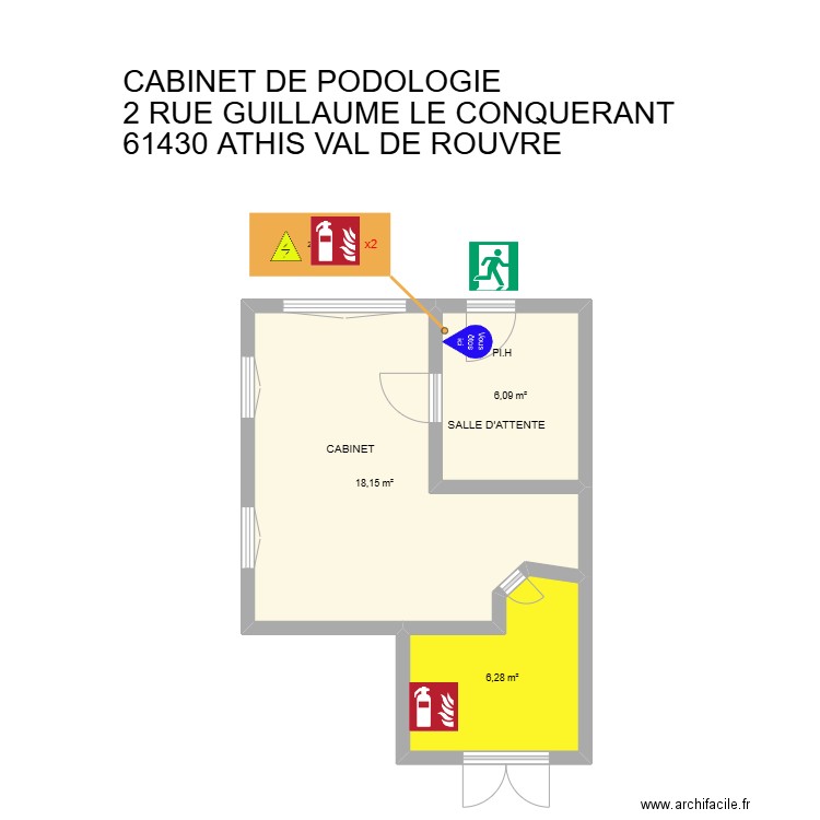 CABINET DE PODOLOGIE. Plan de 3 pièces et 31 m2