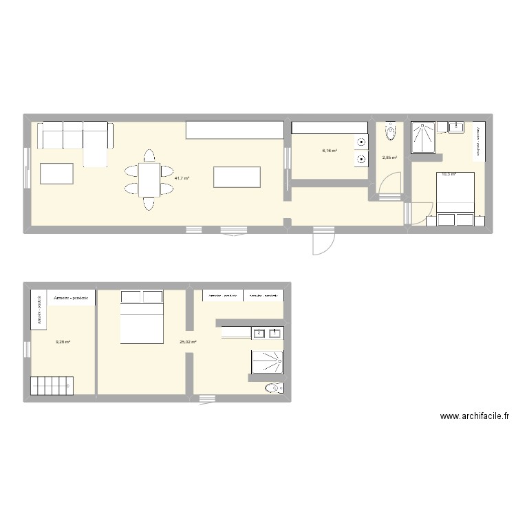 Maison 1. Plan de 6 pièces et 95 m2