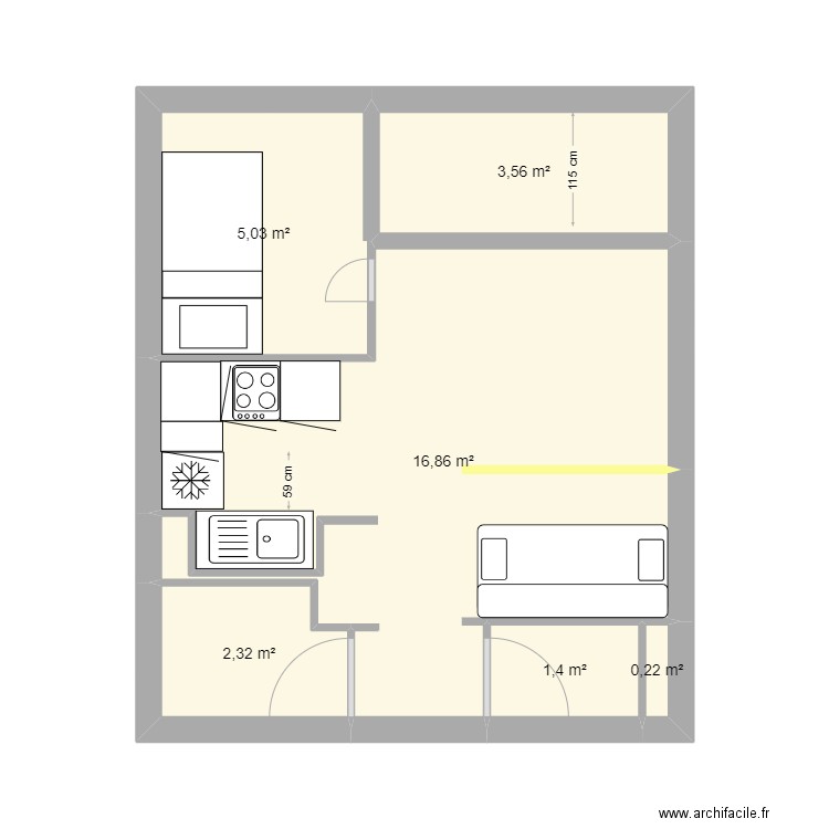 Plan Toussuire 10. Plan de 6 pièces et 29 m2