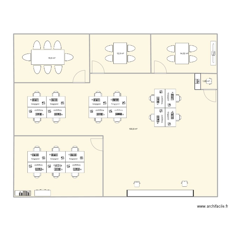 espace co DA. Plan de 6 pièces et 179 m2