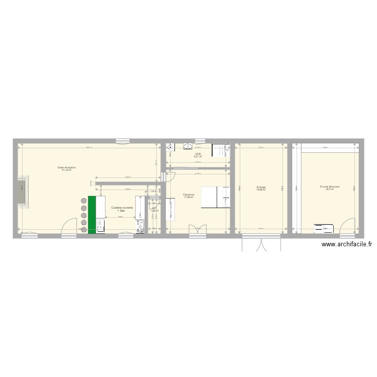 Précy RDC V3. Plan de 6 pièces et 122 m2