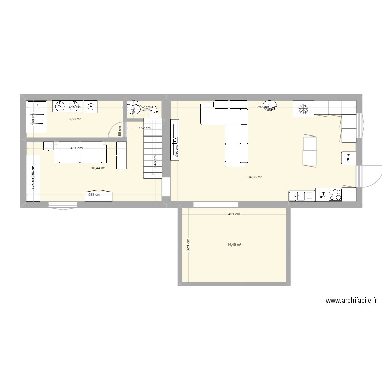 rdc 2. Plan de 5 pièces et 73 m2