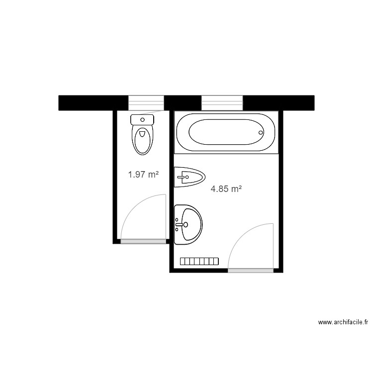 pichon. Plan de 2 pièces et 7 m2