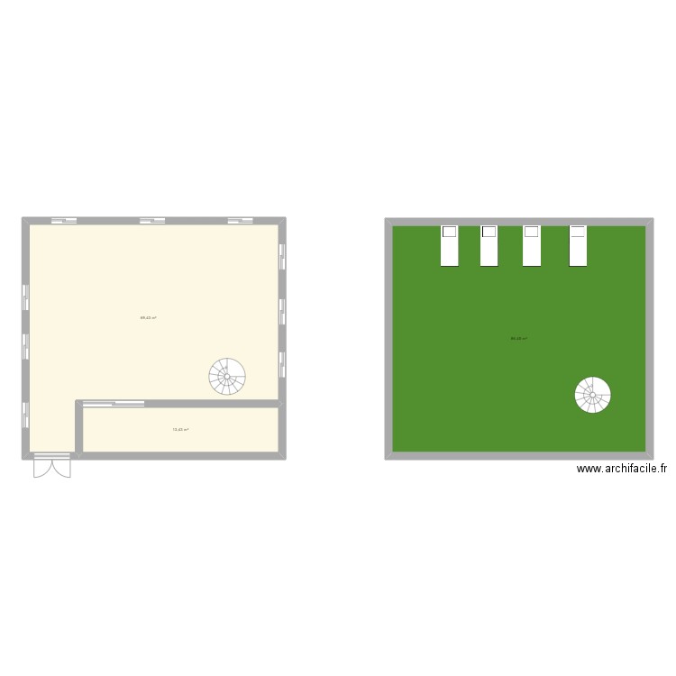 GARDERIE. Plan de 3 pièces et 169 m2