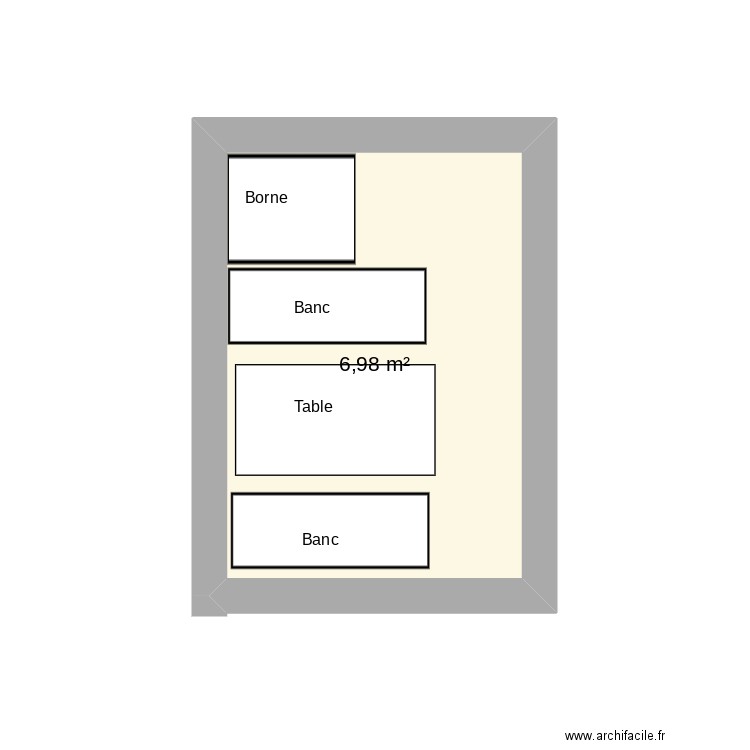 acceuil. Plan de 1 pièce et 7 m2