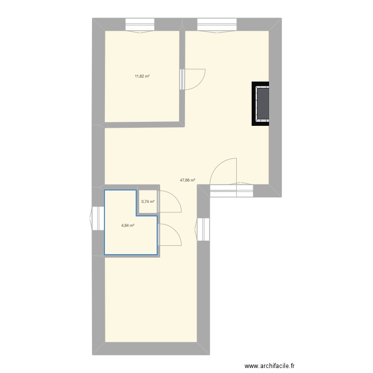 PLAN ORIGINE BAZ. Plan de 4 pièces et 65 m2