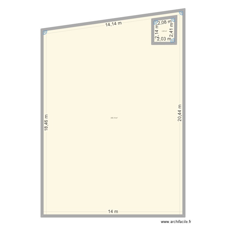 Halle Lavoisier. Plan de 2 pièces et 277 m2